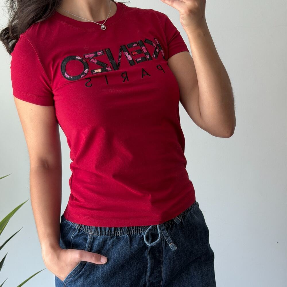 Kenzo Paris Shirt Women XS Graphic Logo Embroidered Baby Tee Short Sleeve Crewne - Picture 14 of 14